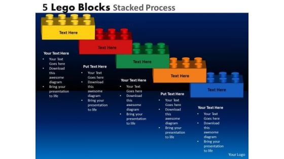 Mba Models And Frameworks 5 Lego Blocks Stacked Process Marketing Diagram