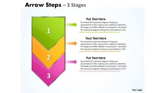 Mba Models And Frameworks Arrow Colorful 3 Stages Marketing Diagram