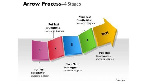 Mba Models And Frameworks Arrow Process 4 Stages Business Diagram