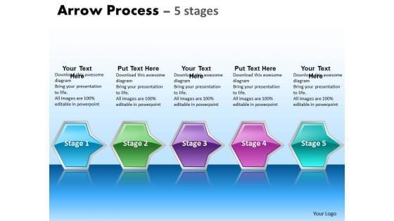 Mba Models And Frameworks Arrow Process 5 Stages Business Diagram