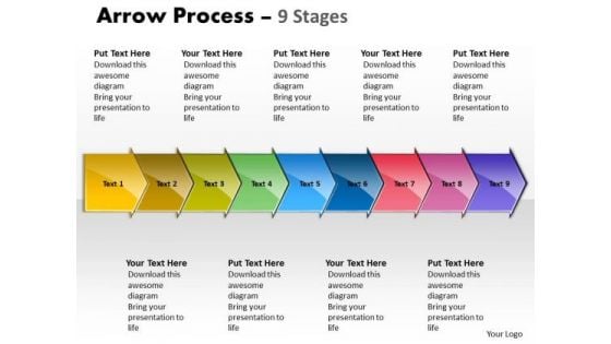 Mba Models And Frameworks Arrow Process 9 Stages Consulting Diagram