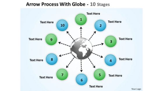 Mba Models And Frameworks Arrow Process With Globe 10 Stages Business Diagram