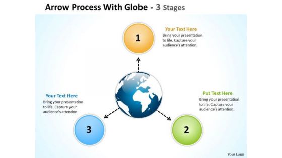 Mba Models And Frameworks Arrow Process With Globe 3 Stages Strategy Diagram