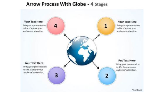 Mba Models And Frameworks Arrow Process With Globe 4 Stages Consulting Diagram