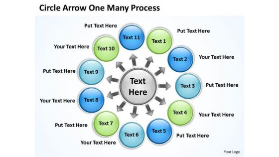 Mba Models And Frameworks Circle Arrow One Many Process Business Diagram