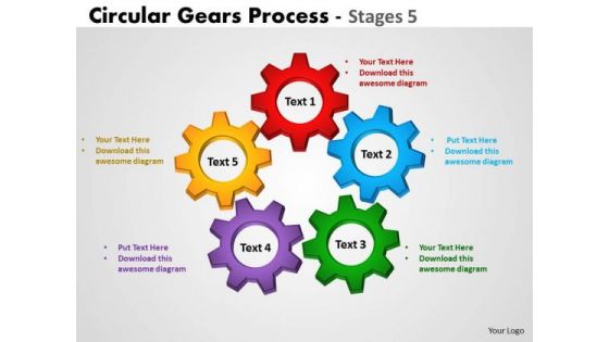 Mba Models And Frameworks Circular Gears Process Stages Business Diagram