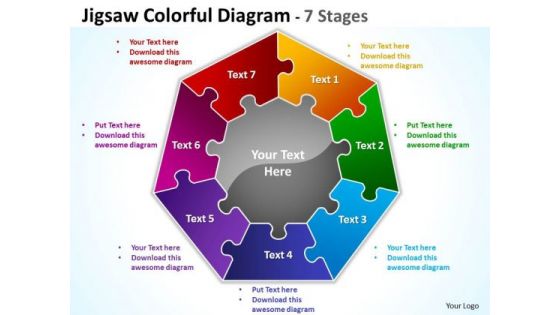 Mba Models And Frameworks Jigsaw Colorful Diagram 7 Stages Consulting Diagram