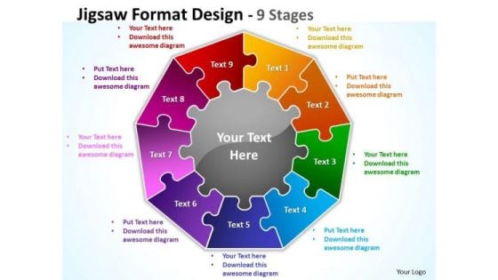 Mba Models And Frameworks Jigsaw Format Diagram Design 9 Stages Business Diagram