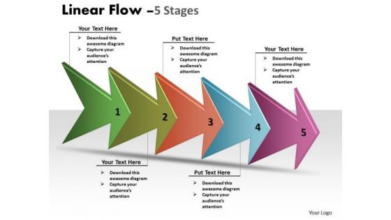 Mba Models And Frameworks Linear Arrow Process 5 Stages Business Diagram