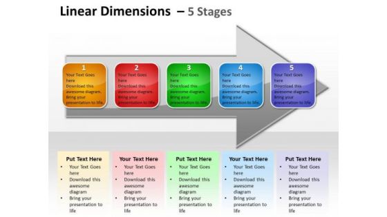 Mba Models And Frameworks Linear Dimensions 5 Stages Business Diagram