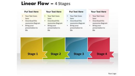 Mba Models And Frameworks Linear Flow 4 Stages Business Diagram