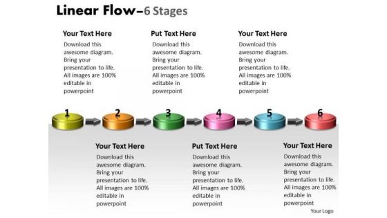 Mba Models And Frameworks Linear Flow 6 Stages Business Diagram