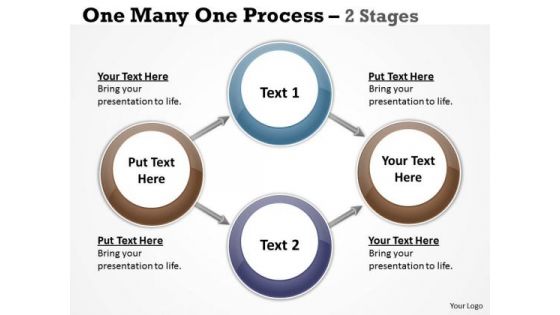 Mba Models And Frameworks One Many One Process 2 Stages Business Diagram