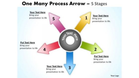 Mba Models And Frameworks One Many Process Arrow 5 Stages Strategy Diagram