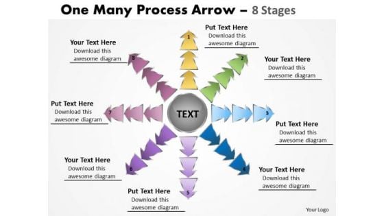 Mba Models And Frameworks One Many Process Arrow 8 Stages Marketing Diagram