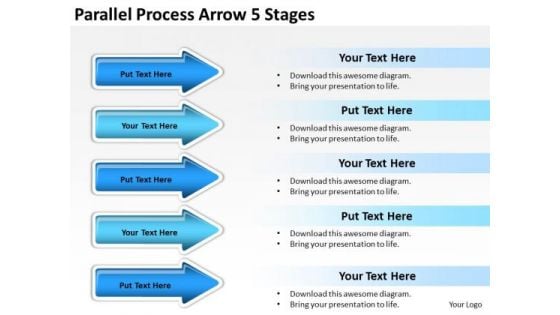 Mba Models And Frameworks Parallel Process Arrow 5 Stages Business Diagram