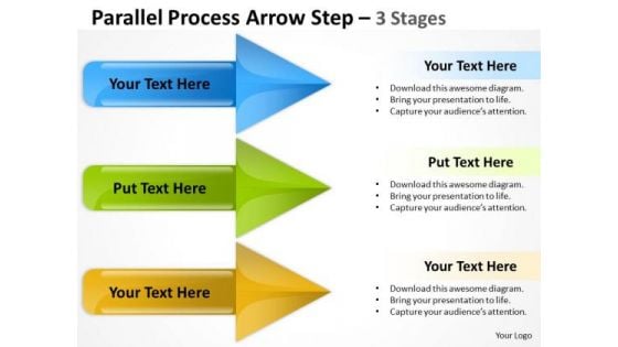 Mba Models And Frameworks Parallel Process Arrow Step 3 Stages Strategy Diagram