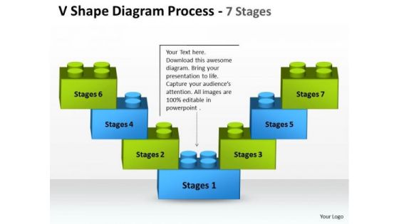 Mba Models And Frameworks V Shape Diagram Process 7 Stages Business Diagram