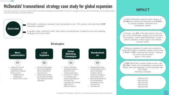 Mcdonalds Transnational Strategy Case Enhancing Global Presence Formats Pdf