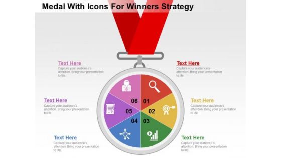 Medal With Icons For Winners Strategy PowerPoint Templates