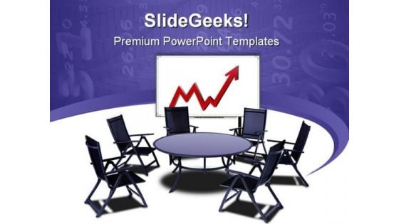 Meeting Table With Graph Business PowerPoint Themes And PowerPoint Slides 0511