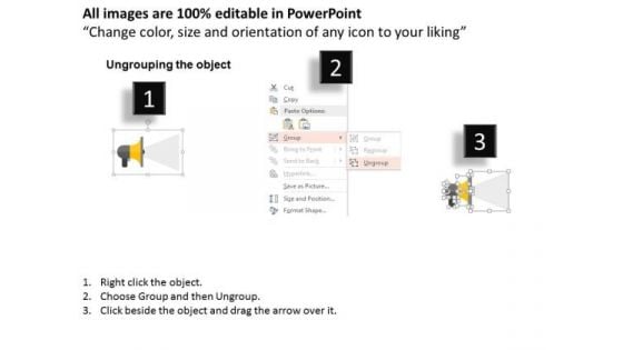 Megaphone With Icons For Communication PowerPoint Template