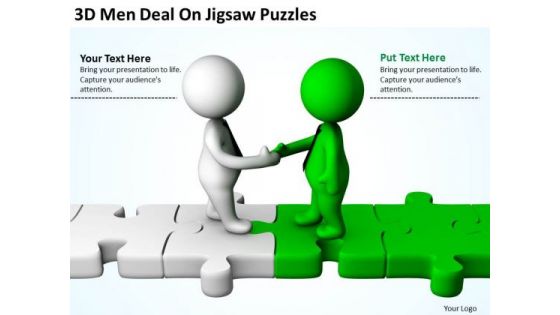 Men At Work Business As Usual 3d Deal On Jigsaw Puzzles PowerPoint Templates