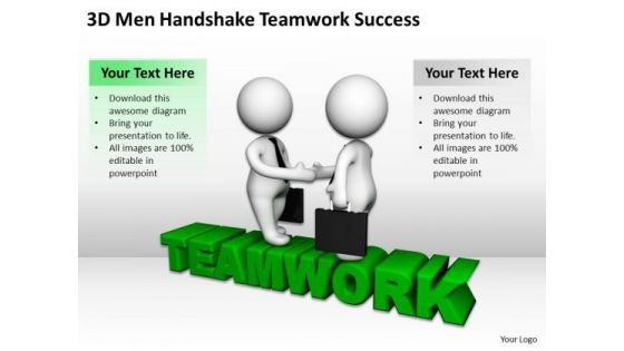 Men At Work Business As Usual 3d Handshake Teamwork Success PowerPoint Templates