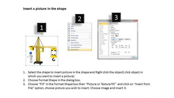 Men At Work Business As Usual 3d Man Civil Engineer Builder With Crane Job PowerPoint Slides