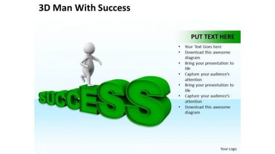 Men At Work Business As Usual 3d Man With Success PowerPoint Slides