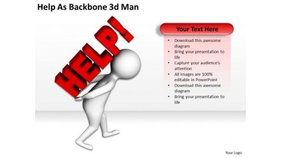 Men At Work Business As Usual Backbone 3d Man PowerPoint Templates Ppt Backgrounds For Slides