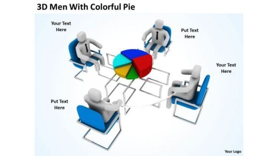 Men At Work Business As Usual With Colorful Pie PowerPoint Templates Ppt Backgrounds For Slides