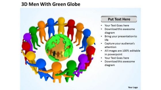 Men At Work Business As Usual With Green Globe PowerPoint Templates Ppt Backgrounds For Slides