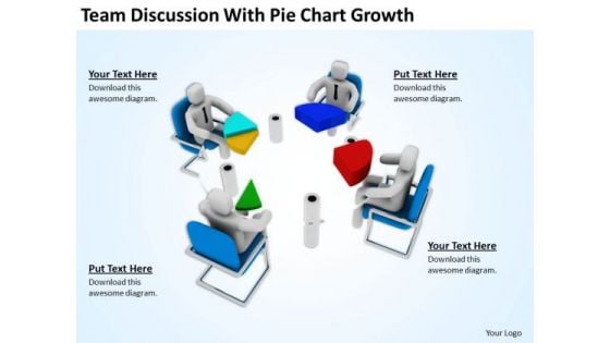 Men At Work Business As Usual With Pie Chart Growth PowerPoint Templates Ppt Backgrounds For Slides