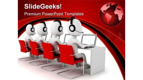 Men Call Center Globe PowerPoint Themes And PowerPoint Slides 0311