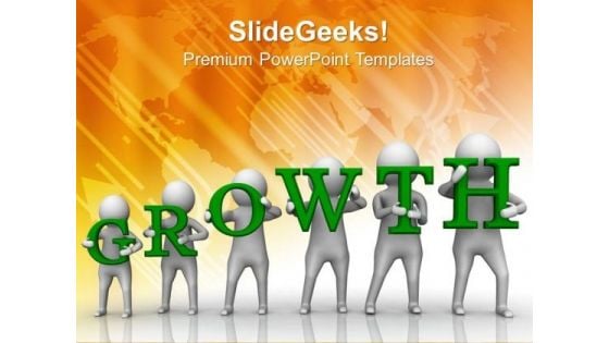 Men Holding The Word Growth PowerPoint Templates Ppt Backgrounds For Slides 0813