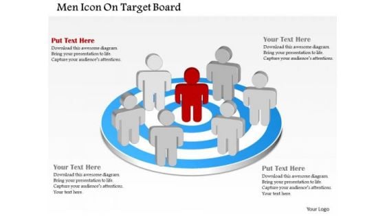 Men Icon On Target Board PowerPoint Template