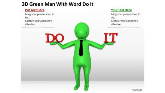 Men In Business 3d Green Man With Word Do PowerPoint Slides