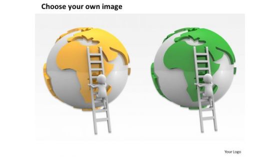 Men In Business 3d Man Climbing On Globe PowerPoint Templates Ppt Backgrounds For Slides