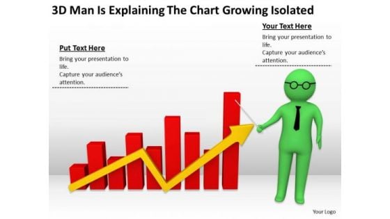 Men In Business 3d Man Is Explaining The Chart Growing Isolated PowerPoint Templates