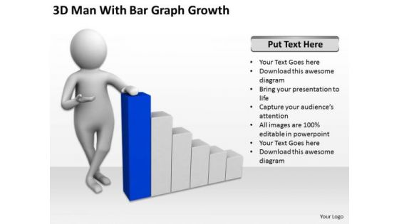 Men In Business 3d Man With Bar Graph Growth PowerPoint Slides