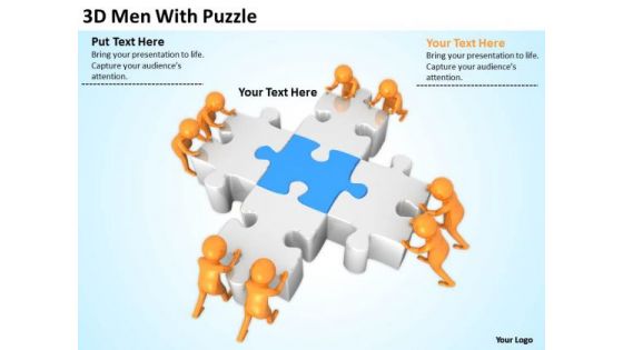 Men In Business 3d With Puzzle PowerPoint Templates