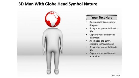 Men In Business Man With Globe Head Symbol Nature PowerPoint Templates Ppt Backgrounds For Slides