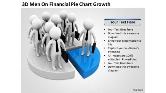 Men In Business On Financial Pie Chart Growth PowerPoint Templates Ppt Backgrounds For Slides