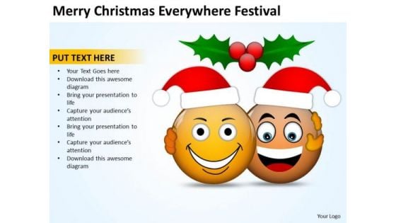 Merry Christmas Everywhere Festival Joy And Happiness Template PowerPoint Slides