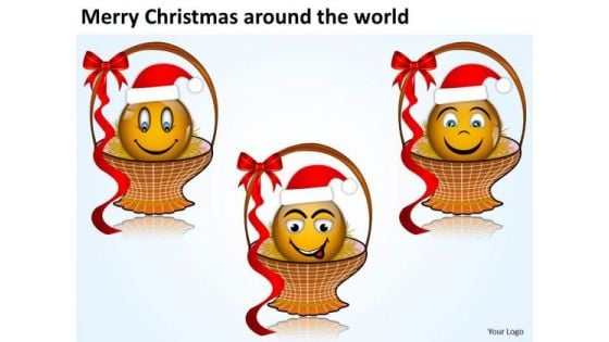 Merry Christmas Smiley In The Basket Joy Template PowerPoint Slides