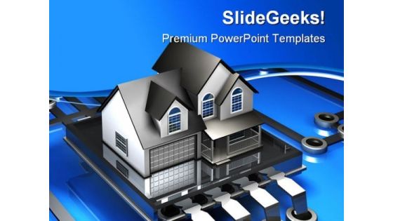 Microchip And House Realestate PowerPoint Templates And PowerPoint Backgrounds 0311