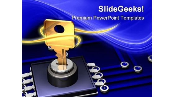 Microchip And Key Security PowerPoint Themes And PowerPoint Slides 0411