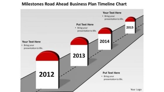 Milestones Road Ahead Business Plan Timeline Chart PowerPoint Templates Ppt Slides Graphics