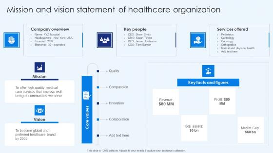Mission And Vision Statement Of Healthcare Organization Healthcare Promotion Formats Pdf